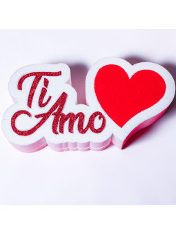 ti amo con cuore, in polistirolo con glitter